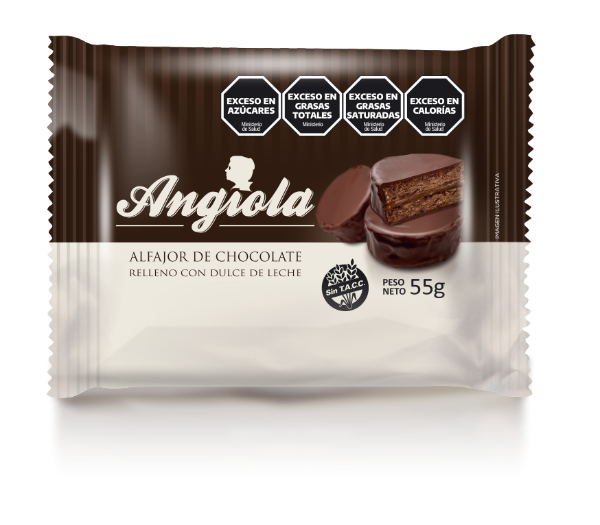 ANGIOLA ALFAJOR DDL BA&Ntilde;O CHOCO SIN TACC 45GR image number 0