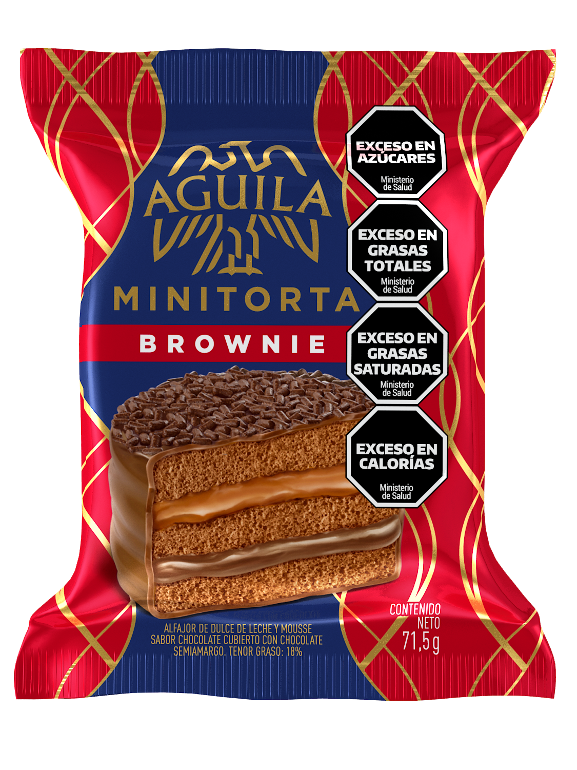 AGUILA ALFAJOR MINI TORTA BROWNIE TRIPLE 71.5GR image number 0
