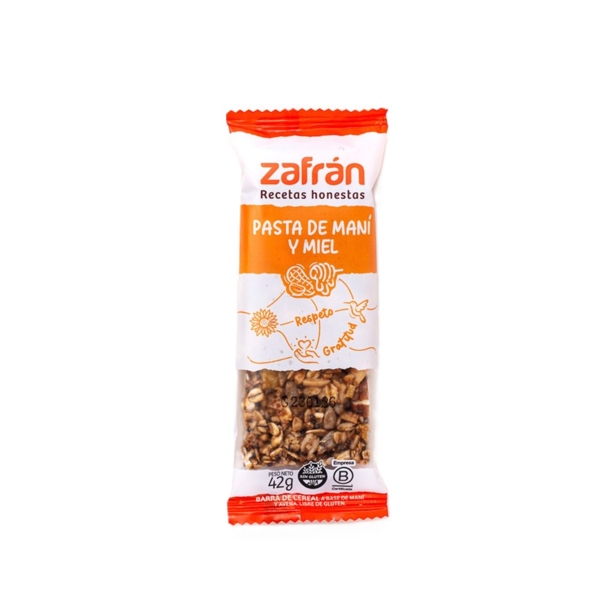 ZAFRAN BARRA S.TACC PASTA MANI Y MIEL 42GR image number 0